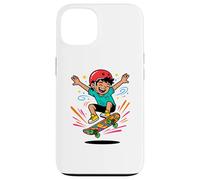 Custodia per iPhone 13 Skateboard Kid Cartoon Ollie Fun Pattinaggio