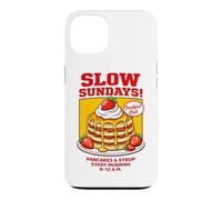 Custodia per iPhone 13 Slow Sundays Pancake Breakfast Funny Illustration Graphic