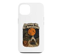 Custodia per iPhone 13 Sopravvivere allo scheletro di Halloween retrò dell'apocalisse IA