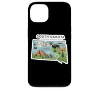 Custodia per iPhone 13 South Dakota Mappa del Dakota del Sud con il Monte Rushmore