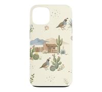 Custodia per iPhone 13 Southwestern Ranch Bunny Uccello Cactus Paese Acquerello