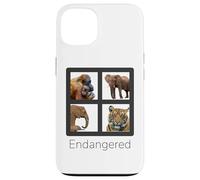 Custodia per iPhone 13 Specie in pericolo di estinzione Orangutan Tiger Elefanti