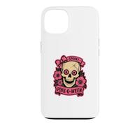 Custodia per iPhone 13 Spooky Pink-O-Ween Day of Dead Cranio vintage con fiori
