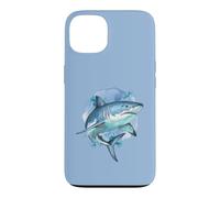 Custodia per iPhone 13 Squalo feroce nei toni del blu