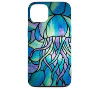 Custodia per iPhone 13 Stained Glass Jellyfish Blue Purple Mosaic Ocean Art