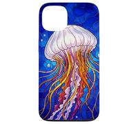 Custodia per iPhone 13 Stained Glass Jellyfish Mosaic Art Ocean Creature