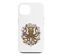 Custodia per iPhone 13 Steampunk Octopus Chef Cook Mechanical Cuisine