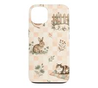 Custodia per iPhone 13 Stivali da cowboy agnello coniglio gatto western fattoria acquerello