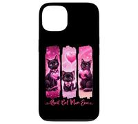 Custodia per iPhone 13 Super cute gatti neri con cuori rosa amore migliore gatto mamma mai