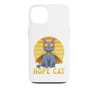Custodia per iPhone 13 Supporto per il cancro infantile con nastro blu giallo russo Hope Cat