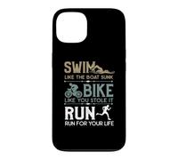 Custodia per iPhone 13 Swim Bike Run Cooles - Bicicletta da triathlon