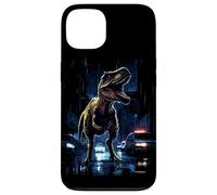 Custodia per iPhone 13 T-Rex Dinosaur Roaring City at Night Graphic Design Japanese
