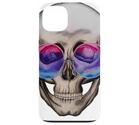 Custodia per iPhone 13 Testa di teschio umano retrò con occhiali da sole stile psichedelico