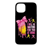 Custodia per iPhone 13 Ti aspetterò a casa Partita di softball Coquette Bow