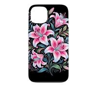 Custodia per iPhone 13 Tiger Lilies Blue White Pink Summer Spring Flowers Lily Buds