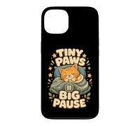 Custodia per iPhone 13 Tiny Paws Big Pause gatto pisolino relax