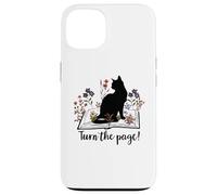 Custodia per iPhone 13 Turn the Page Books & Cats Black Cat Women Floral Book Lover