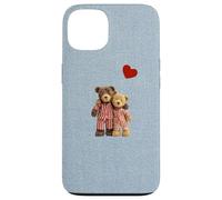 Custodia per iPhone 13 Valentine Vintage Cute Teddy Bear Denim Nostalgico Minimal