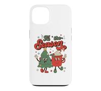 Custodia per iPhone 13 Vintage Christmas Tis The Season Christmas Tree Coffee Latte