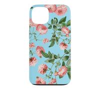Custodia per iPhone 13 Vintage Rosa Rosa Rose Su Un Uovo Di Robin Sfondo Blu