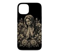 Custodia per iPhone 13 Vintage Vergine Maria Preghiera Rose Cattolico Floreale