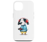 Custodia per iPhone 13 Whimsical Dog Cuffie Vinile Record Music Amante