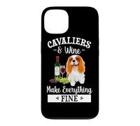 Custodia per iPhone 13 Wine Makes Everything Fine Cavalier King Charles Spaniel Dog