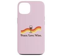 Custodia per iPhone 13 Wine Tasting Drinker Peace Love Bottiglia di vino Bicchiere
