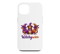 Custodia per iPhone 13 Witchy Halloween WitchyWien Dachshund Dogs In Witch Hat