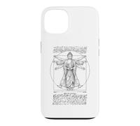 Custodia per iPhone 13 Yoga Buddha Vitruviano Uomo Leonardo Da Vinci Geometria Sacra