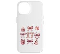 Custodia per iPhone 14 17° Compleanno Ragazza Coquette Fiocchi Rosa Diciassette Anni