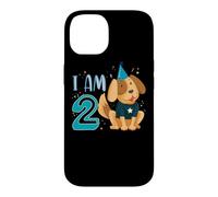 Custodia per iPhone 14 2° Compleanno Ragazzo Cane Cuccioli Bambini Ho 2 anni