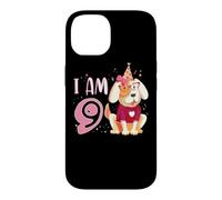 Custodia per iPhone 14 9 ° compleanno ragazza cane cuccioli bambini io sono 9