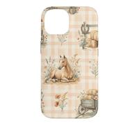 Custodia per iPhone 14 Acquarello di fattoria del prato occidentale del carro del fieno del cavallo di campagna