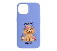 Custodia per iPhone 14 Adorabile corona floreale con cucciolo di albicocca marrone e barboncino