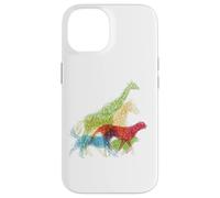 Custodia per iPhone 14 Aggrovigliato Line Art di Safari Africa Animali Selvatici