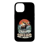 Custodia per iPhone 14 Alaska Is Calling And I Moose Go Retro Vintage Divertente Alaska