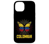 Custodia per iPhone 14 Ali di bandiera della farfalla della Colombia