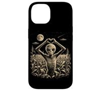 Custodia per iPhone 14 Alien Heart Hand Sign Cute UFO Extraterrestre Love