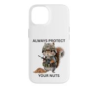 Custodia per iPhone 14 Always Protect Your Nuts Cute Scoiattolo Indossare Militare