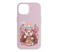 Custodia per iPhone 14 American Bulldog Samurai Giappone Kawaii Grafica Ramen Pasta