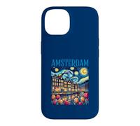 Custodia per iPhone 14 Amsterdam In Notte Stellata Van Gogh Style Graphic