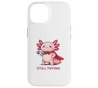 Custodia per iPhone 14 Ancora provando | Simpatico supereroe Axolotl Gym Motivazione