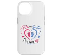 Custodia per iPhone 14 Annonce grossese bébé baby shower fille ou garcon