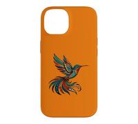 Custodia per iPhone 14 Arancio colibrì nativo americano