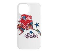 Custodia per iPhone 14 Arte regionale con stelle scozzesi floreali dell'Alaska