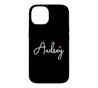 Custodia per iPhone 14 Audrey Nome Compleanno Bambino Ragazza Donna Personalizzato Audrey