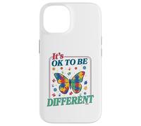 Custodia per iPhone 14 Autism It's OK To Be Different Butterfly Puzzle Kid Teacher