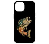 Custodia per iPhone 14 Bandiera americana patriottica Bass Fishing Backprint