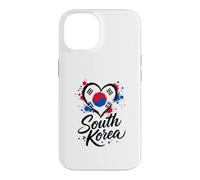 Custodia per iPhone 14 Bandiera turistica a forma di cuore con scritta «I Love South Korea»